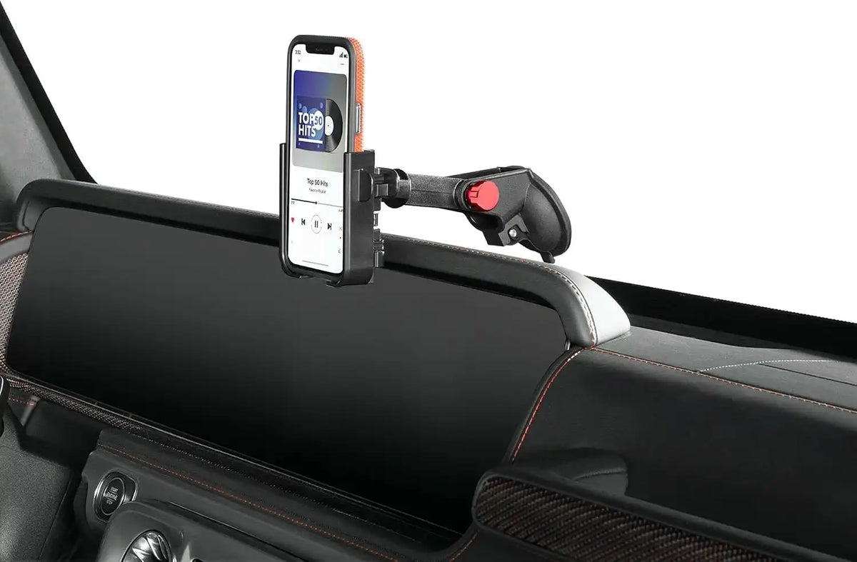 WeatherTech WindshieldFone - Universal Windshield-Mounted Car Phone Holder - Red Billet Knobs