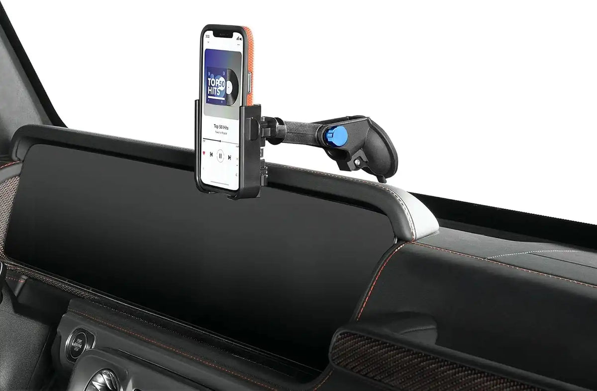 WeatherTech WindshieldFone - Universal Windshield-Mounted Car Phone Holder - Royal Blue Billet Knobs