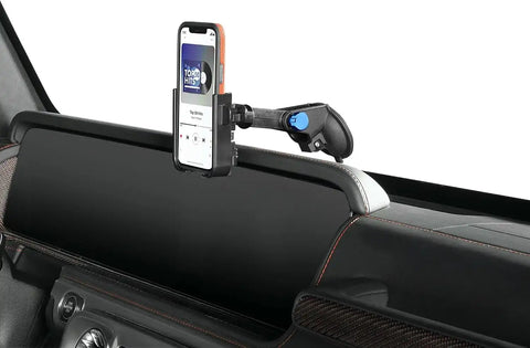 WeatherTech WindshieldFone - Universal Windshield-Mounted Car Phone Holder - Royal Blue Billet Knobs