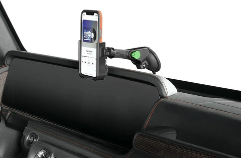 WeatherTech WindshieldFone - Universal Windshield-Mounted Car Phone Holder - Forest Green Billet Knobs
