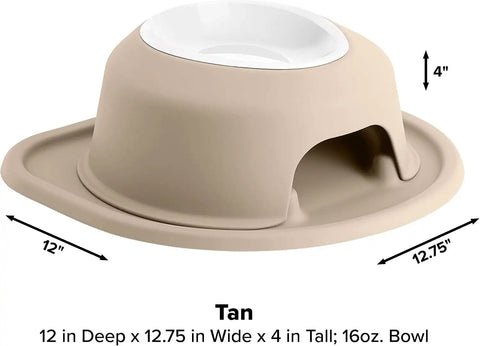WeatherTech Single High Pet Feeding System w/Plastic Dog/Cat Bowls - 4" High Stand Tan (PSH1604TNTN)