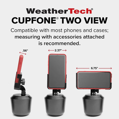 WeatherTech CupFone Two View – Adjustable, Universal Cup Holder Phone Mount Car & Truck Accessory – Best Design for iPhone & Smartphone Charging – Orange Metal Knobs