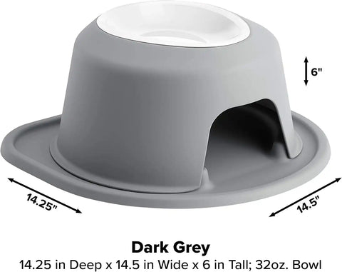 WeatherTech Single High Pet Feeding System w/Plastic Dog/Cat Bowls - 6" High Stand Dark Grey (PSH3206DGDG)