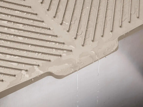 WeatherTech DishMat Drain- 16" x 18" Drip Dry Hand-Washed Dish Drying Mat, Sand