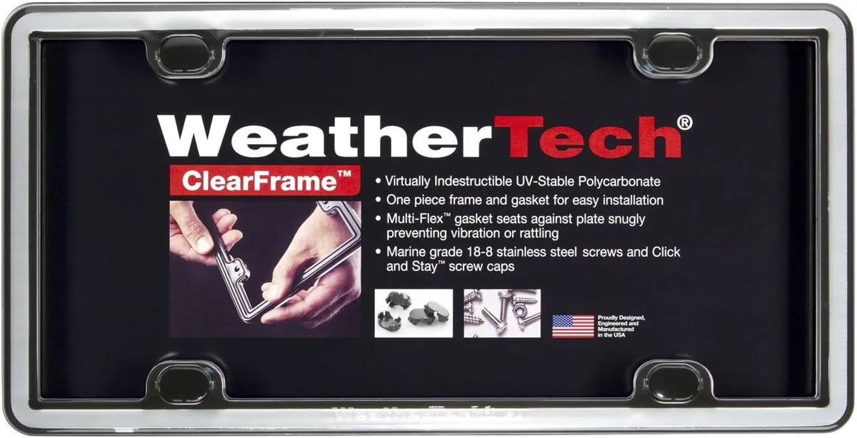 WeatherTech ClearFrame License Plate Frame, Chrome/Black