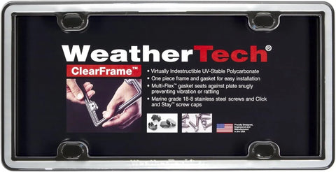 WeatherTech ClearFrame License Plate Frame, Chrome/Black