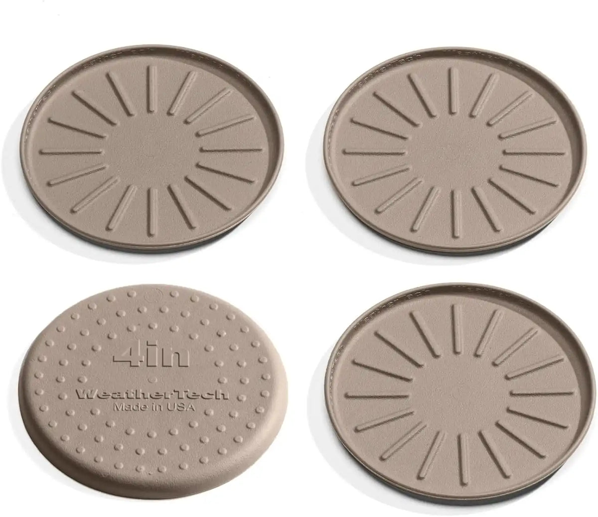 WeatherTech 4" Drink Coasters for Home Surfaces, Anti-Skid, No-Slip knibs - Set of 4, Tan - (8A4CSTTN)