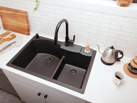 WeatherTech FaucetMat Duo - Protect Your Kitchen & Bathroom Countertops - Dark Grey/Slate