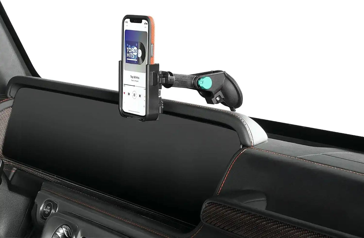WeatherTech WindshieldFone - Universal Windshield-Mounted Car Phone Holder - Turquoise Billet Knobs