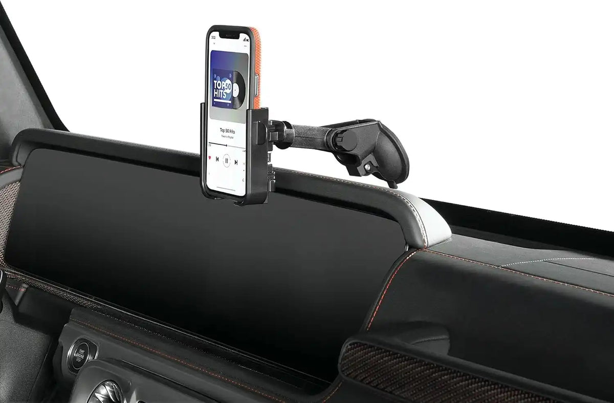 WeatherTech WindshieldFone - Universal Windshield-Mounted Car Phone Holder - Black Billet Knobs