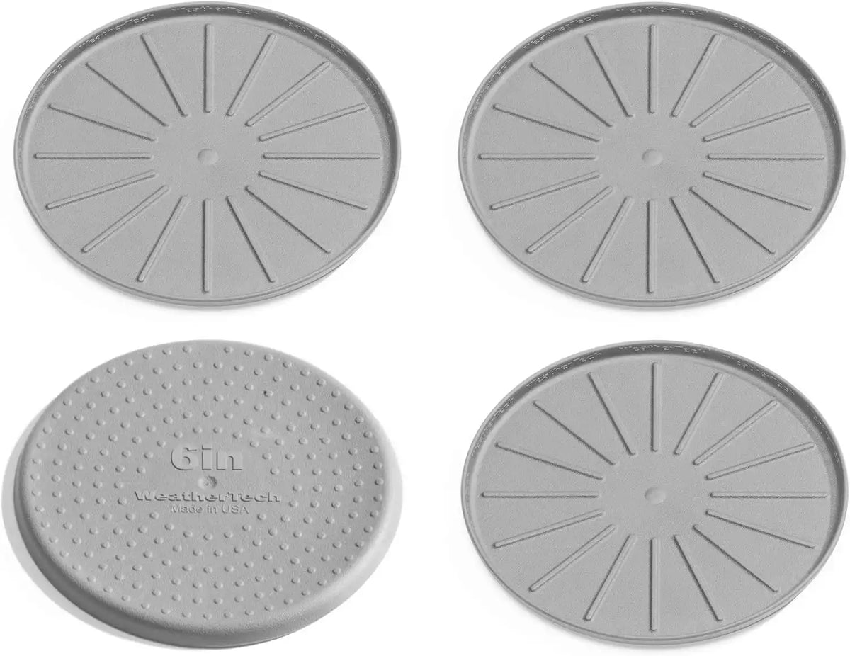 WeatherTech 6" Drink Coasters for Home Surfaces, Anti-Skid, No-Slip knibs - Set of 4, Grey - (8A6CSTGR)