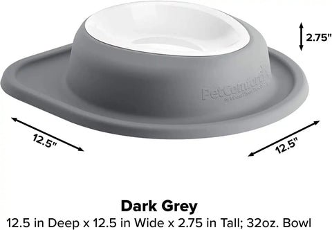 WeatherTech Single Low Pet Feeding System w/Plastic Dog/Cat Bowls - 32 oz (4 Cups) Dark Grey (PSL3203DG)