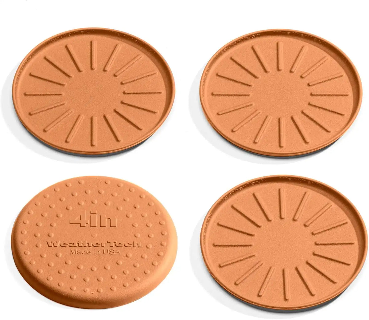 WeatherTech 4" Drink Coasters for Home Surfaces, Anti-Skid, No-Slip knibs - Set of 4, Terra Cotta - (8A4CSTTC)