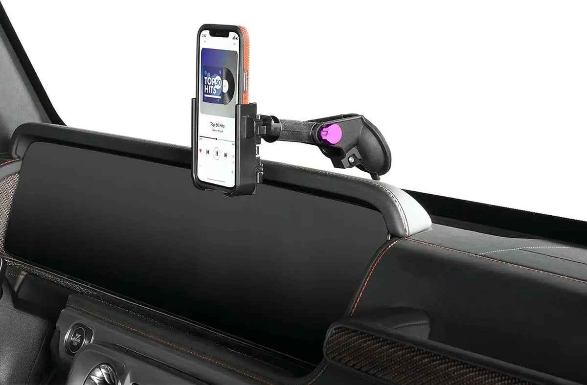 WeatherTech WindshieldFone - Universal Windshield-Mounted Car Phone Holder - Violet Billet Knobs