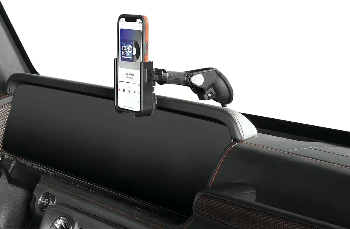WeatherTech WindshieldFone - Universal Windshield-Mounted Car Phone Holder - Silver Billet Knobs