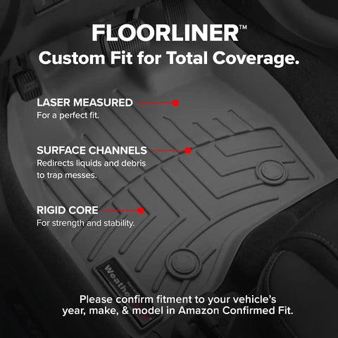 WeatherTech Custom Fit FloorLiners for 2015-2019 GMC Sierra 2500HD/3500HD, Chevrolet Silverado 2500HD/3500HD - 1st & 2nd Row (Full Coverage Row) (446071-445422), Black