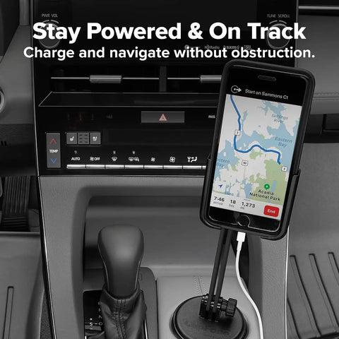 WeatherTech CupFone with Extension – Adjustable, Universal Cup Holder Cell Phone Mount Car & Truck Accessory – Best Design for iPhone & Smartphone Charging – Graphite Metal Knobs