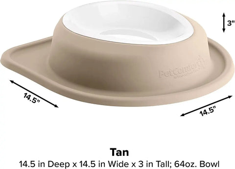 WeatherTech Single Low Pet Feeding System w/Plastic Dog/Cat Bowls - 64 oz (8 Cups) Tan (PSL6403TN)
