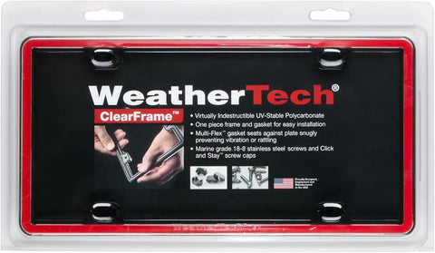 WeatherTech ClearFrame License Plate Frame, Red/Black