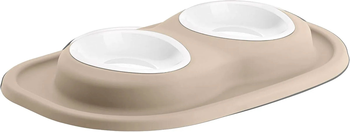WeatherTech Double Low Pet Feeding System w/Plastic Dog/Cat Bowls - 8 oz (1 Cup) Tan (PDL0801TN)
