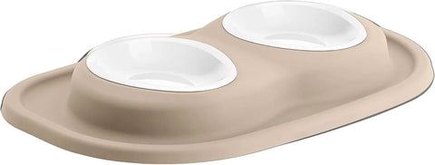WeatherTech Double Low Pet Feeding System w/Plastic Dog/Cat Bowls - 8 oz (1 Cup) Tan (PDL0801TN)