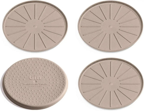 WeatherTech 6" Drink Coasters for Home Surfaces, Anti-Skid, No-Slip knibs - Set of 4, Tan - (8A6CSTTN)