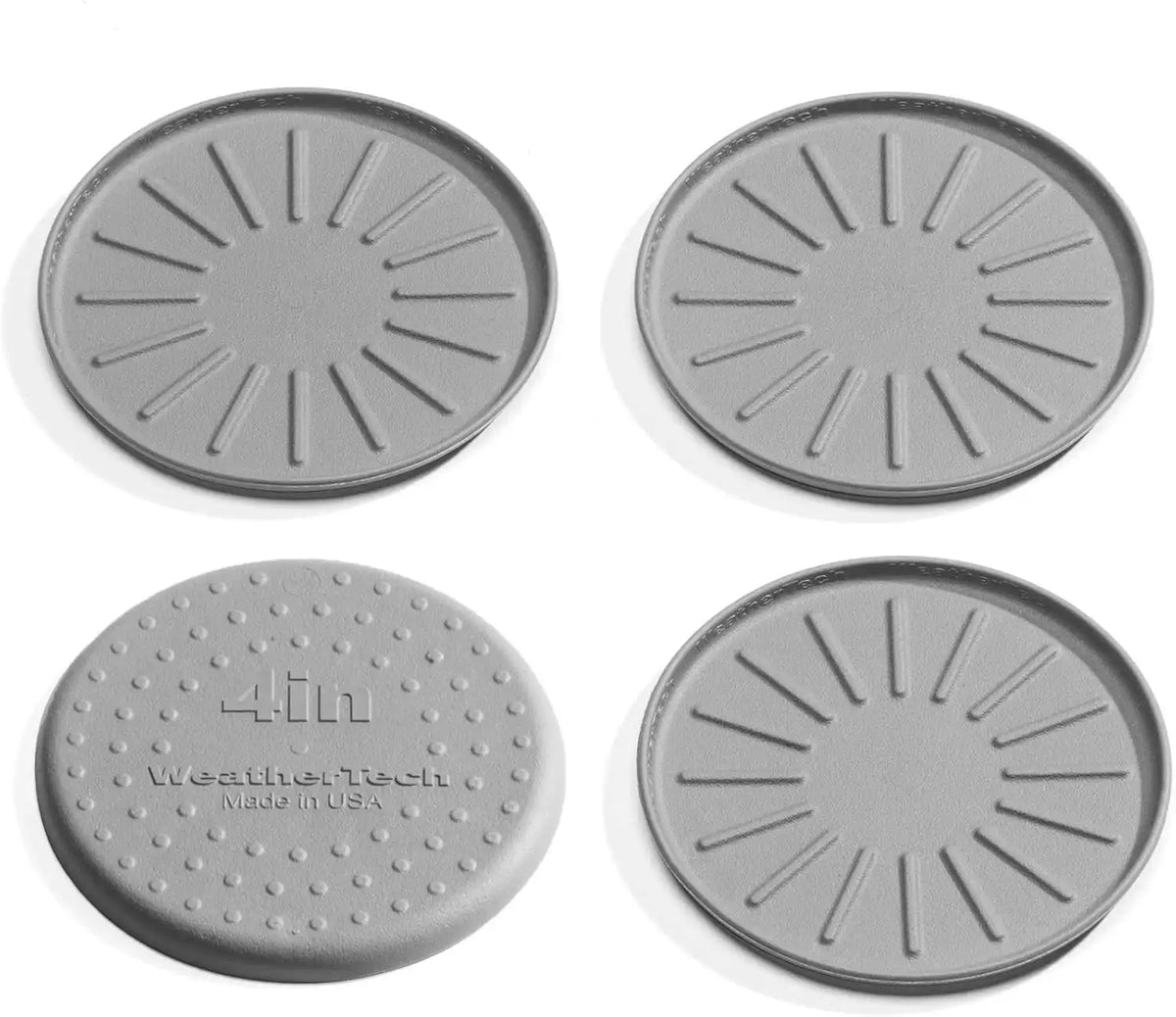 WeatherTech 4" Drink Coasters for Home Surfaces, Anti-Skid, No-Slip knibs - Set of 4, Grey - (8A4CSTGR)
