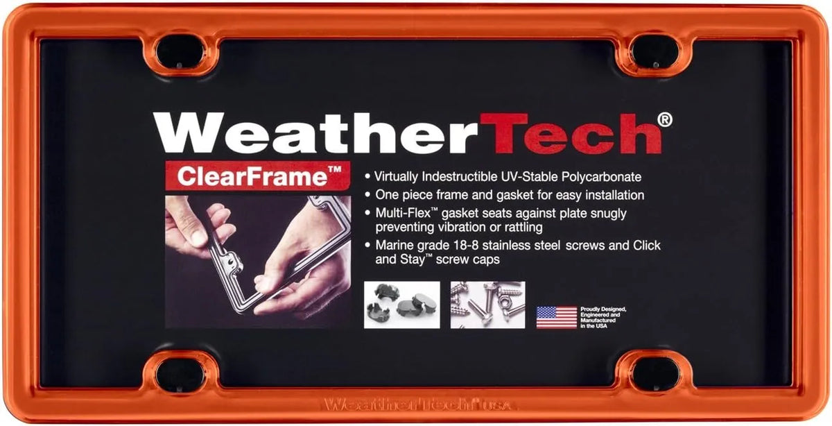 WeatherTech ClearFrame License Plate Frame, Orange