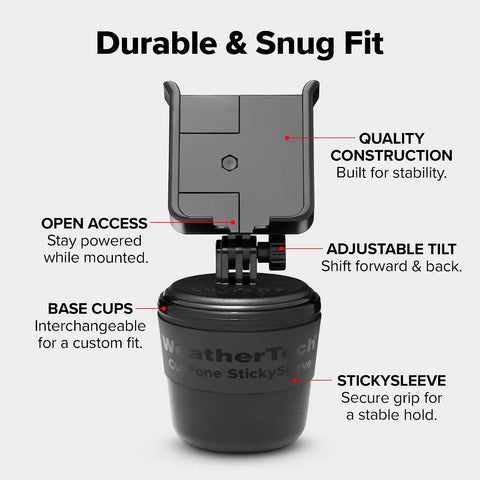 WeatherTech CupFone with Solid Billet Aluminum Knobs - Forest Green, Adjustable Phone Holder for Smartphones, 360 Rotatable Base, Easy Access Charging