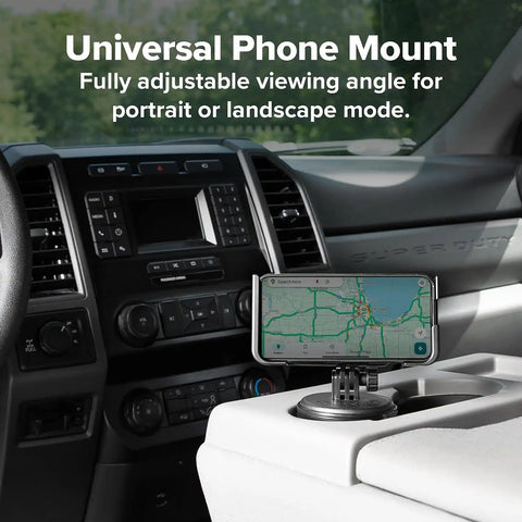 WeatherTech CupFone Two View – Adjustable, Universal Cup Holder Phone Mount Car & Truck Accessory – Best Design for iPhone & Smartphone Charging – Orange Metal Knobs