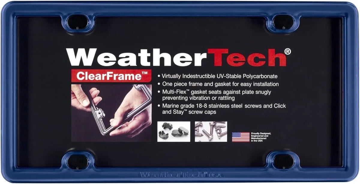 WeatherTech ClearFrame License Plate Frame, Navy Blue