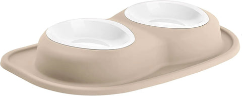 WeatherTech Double Low Pet Feeding System w/Plastic Dog/Cat Bowls - 32 oz (4 Cups) Tan (PDL3203TN)