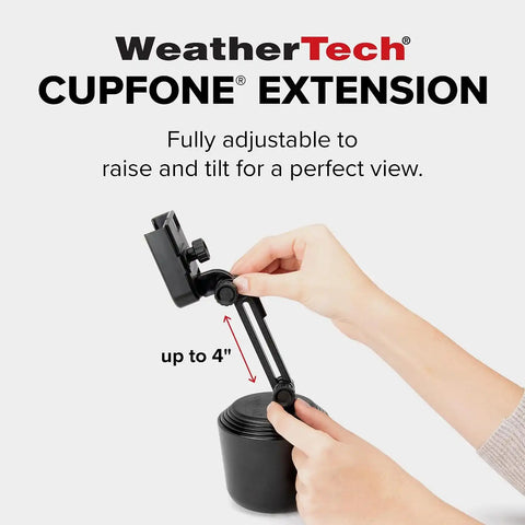 WeatherTech CupFone with Extension – Adjustable, Universal Cup Holder Cell Phone Mount Car & Truck Accessory – Best Design for iPhone & Smartphone Charging – Orange Metal Knobs