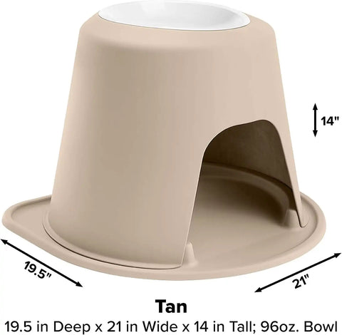 WeatherTech Single High Pet Feeding System w/Plastic Dog/Cat Bowls - 14" High Stand Tan (PSH9614TNTN)