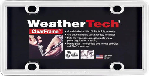 WeatherTech ClearCover License Plate Cover and Frame, Red, Stainless Steel