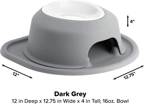 WeatherTech Single High Pet Feeding System w/Plastic Dog/Cat Bowls - 4" High Stand Dark Grey (PSH1604DGDG)