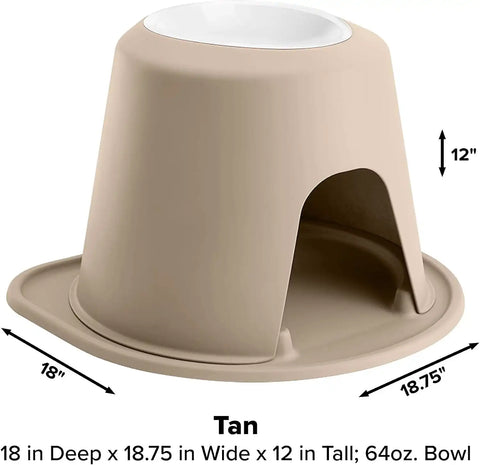 WeatherTech Single High Pet Feeding System w/Plastic Dog/Cat Bowls - 12" High Stand Tan (PSH6412TNTN)