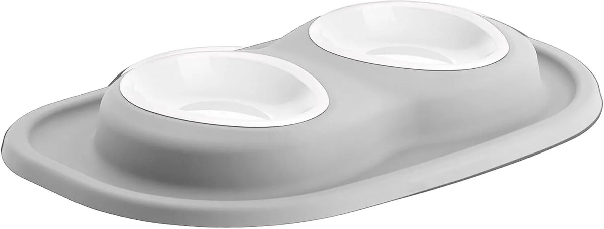 WeatherTech Double Low Pet Feeding System w/Plastic Dog/Cat Bowls - 8 oz (1 Cup) Light Grey (PDL0801LG)