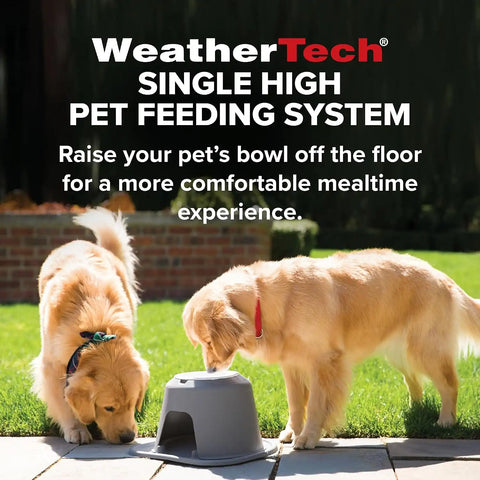 WeatherTech Single High Pet Feeding System w/Plastic Dog/Cat Bowls - 4" High Stand Light Grey (PSH1604LGLG)