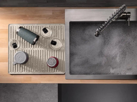 WeatherTech DishMat Contain - 16" x 18" Drip Dry Hand-Washed Dish Drying Mat, Sand
