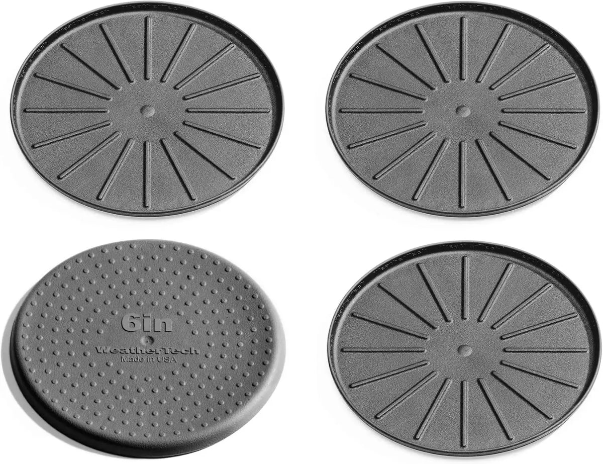 WeatherTech 6" Drink Coasters for Home Surfaces, Anti-Skid, No-Slip knibs - Set of 4, Black - (8A6CSTBK)