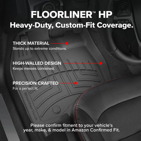 WeatherTech FloorLiner HP Custom Fit Floor Mats for Ford F-150 Lightning, F-150-1st & 2nd Row (44697-1-2IM), Black