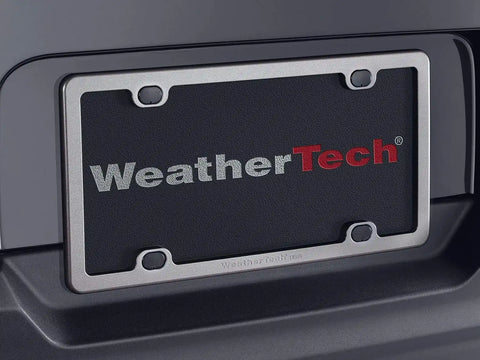 WeatherTech ClearCover License Plate Cover and Frame, Stainless Steel, Red/Black