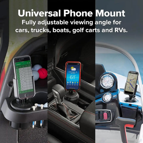 WeatherTech CupFone with Solid Billet Aluminum Knobs - Forest Green, Adjustable Phone Holder for Smartphones, 360 Rotatable Base, Easy Access Charging