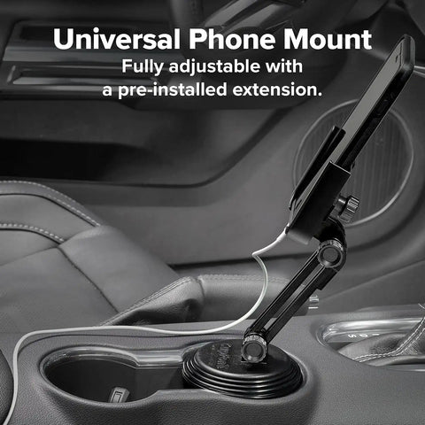 WeatherTech CupFone with Extension – Adjustable, Universal Cup Holder Cell Phone Mount Car & Truck Accessory – Best Design for iPhone & Smartphone Charging – Royal Blue Metal Knobs
